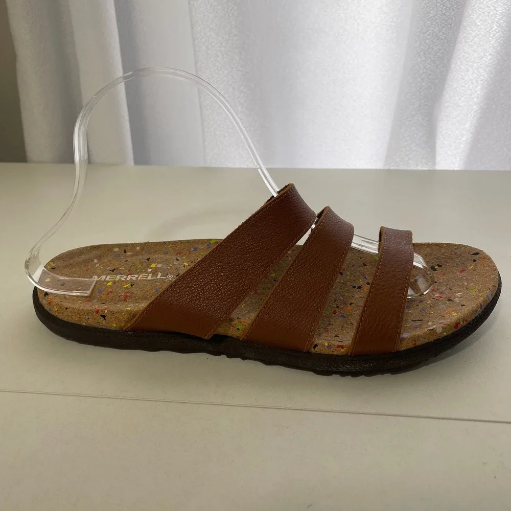 Merrell Womens Brown Napa Valley Slide Sandals Cork Footbed Size 10‎
